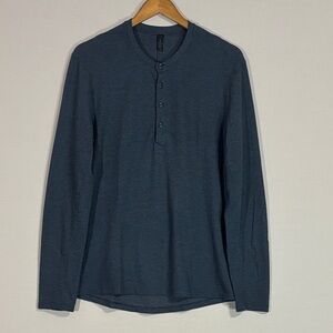 lululemon Men’s Blue Long Sleeve Henley Shirt Size M | Lightweight Performance
